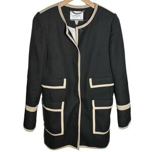 LK Bennett Women's Liman Black Cream Jacket Coat Size 4 Academia Chic Capsule